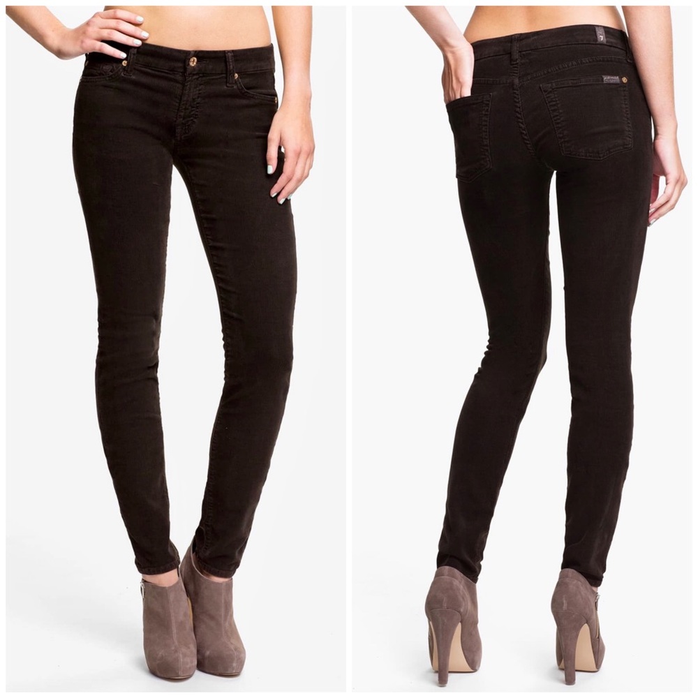 7FAM Brown Skinny Corduroy Pants